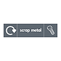 Scrap metal with WRAP recycling logo & icon sign