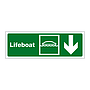 Lifeboat with down directional arrow (Marine Sign)