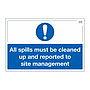 Site Safe - All spills must be cleaned up sign