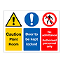 Caution Plant room, Door to be kept locked, No admittance sign